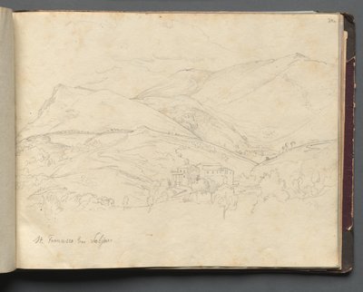 Album with Views of Rome and Surroundings, Landscape Studies, page 34a: St. Francesco by Franz Johann Heinrich Nadorp