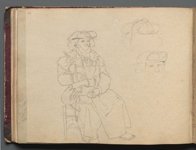 Album with Views of Rome and Surroundings, Landscape Studies, page 38b: Figure Study by Franz Johann Heinrich Nadorp