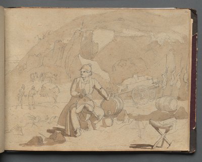 Album with Views of Rome and Surroundings, Landscape Studies, page 39a: Figure in a Landscape by Franz Johann Heinrich Nadorp