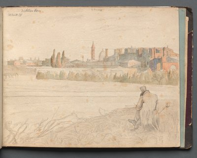 Album with Views of Rome and Surroundings, Landscape Studies, page 48a: Roman Panoramic View by Franz Johann Heinrich Nadorp