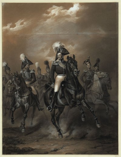 Tsar Nicholas I with Entourage by Franz Krüger