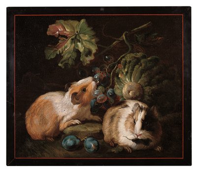 Roman Micromosaic Panel Depicting Two Guinea-Pigs Eating Cabbage and Grapes, 1800-25 by Franz Werner von Tamm