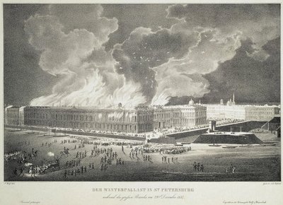 Fire in the Winter Palace on December 29, 1837 by Franz Wolf