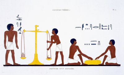 Rituals of Death (subject unclear), from a Rare Record of Frescoes from Thebes, recorded 1819-1822 on his second visit to Egypt by Frederic Cailliaud (1787-1869) by Frederic (after) Cailliaud