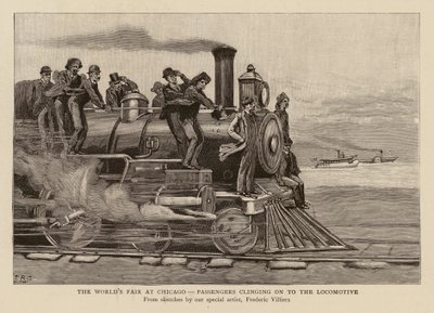 Passengers clinging on to the locomotive at World