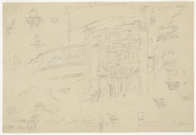 Architectural Details of El Khasneh, Petra by Frederic Edwin Church