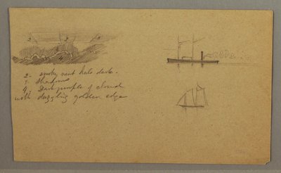 Cloud Study, Steamship, Sailboat, Possibly 1865–66 by Frederic Edwin Church