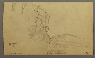 El Yemen Valley, Arabia: Rock Wall with the Upper Part Resembling a Row of Columns, February 20, 1868 by Frederic Edwin Church