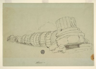 Fallen Column of the Temple of Olympian Zeus, Athens, April 1869 by Frederic Edwin Church