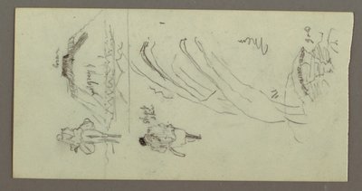 Figure Riding Camel, Figure Walking, Hillside, and Hilltop, possibly 1868 by Frederic Edwin Church