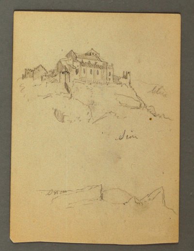 Fortification of Clifftops, Sion, Rhone Valley, possibly 1868 by Frederic Edwin Church