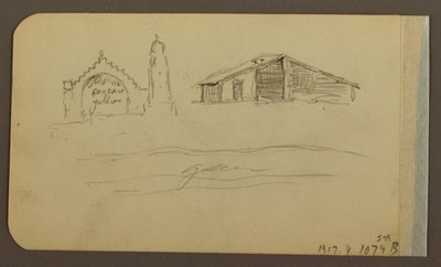 Garden, House, Cuautla; Verso: Church, Barn, Cuautla, February 1885 by Frederic Edwin Church