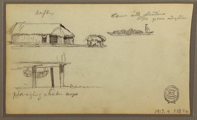 Landscape; Verso: Houses, Canoe, 1857 by Frederic Edwin Church