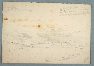 Landscape in the Hudson Valley; Verso: Sketch of Church with Tree Naves, June 14, 1870 by Frederic Edwin Church