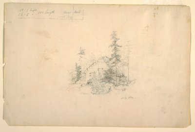 Log cabin surrounded by trees, July 1844 by Frederic Edwin Church