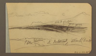 Plain, hill, town; Verso: Mountain Range, 1889 by Frederic Edwin Church