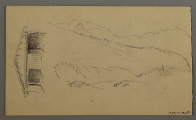 Rooftops, Gate, Mountain Peaks, August 1868 by Frederic Edwin Church