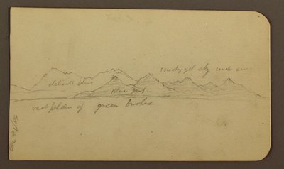 Rugged Mountain Across a Plain; Verso: Figures, Landscape, December 12, 1884 by Frederic Edwin Church