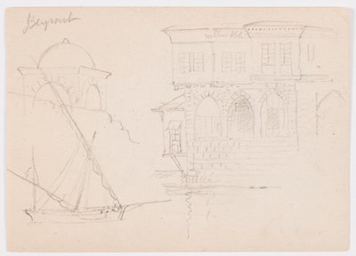 Sketches of a Domed Structure, Ship, and Stately House, January 1868 by Frederic Edwin Church