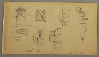Three Studies of Castle on Hilltop, October 1, 1868 by Frederic Edwin Church