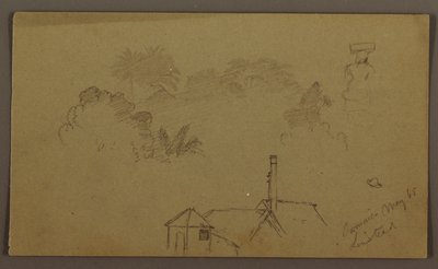 Trees, Figure, House Linstead, May 1865 by Frederic Edwin Church