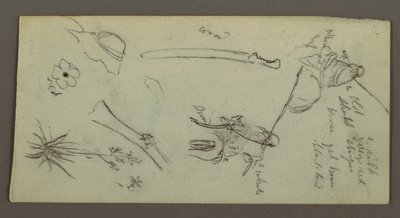 Two Figures Riding Horses, Carrying Spears, Sword, Lower Part of A Gun, etc., possibly 1868 by Frederic Edwin Church
