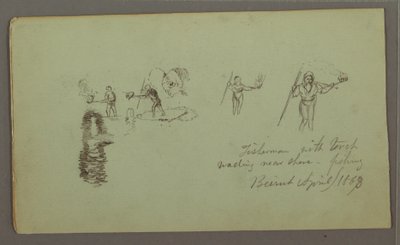 Two Studies of Fishermen with Rods and Torches, April 1868 by Frederic Edwin Church
