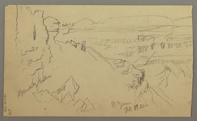 View across the Hills and Plain toward the Mountains, Valley of El Yemen, February 1868 by Frederic Edwin Church