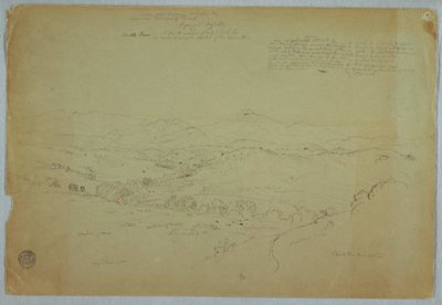 View near Popayan including Mount Purese Volcano, Cauca River, Colombia, August 8, 1853 by Frederic Edwin Church