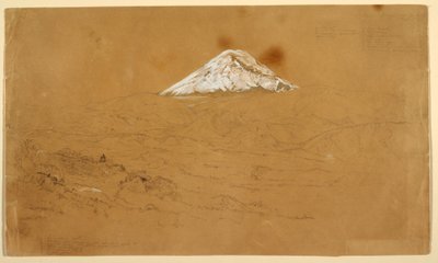 View of Snow Covered Mount Chimborazo Drawn Near Guanojo and Guaranda, Ecuador, June 12, 1857 by Frederic Edwin Church