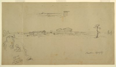 Views of the Basilica and the Temple of Neptune, Paestum, Italy, April 1869 by Frederic Edwin Church