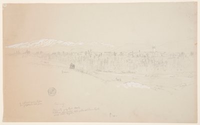 Village of Kuseiyeh, Mount Lebanon in the Distance, May 1868 by Frederic Edwin Church