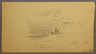 Wooded Hilltop, Hilly Valley, Sun, January 1866 by Frederic Edwin Church