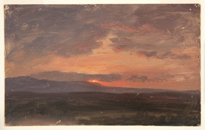 Hudson Valley, New York with Sun Setting Behind the Catskill Mountains by Frederic Edwin Church