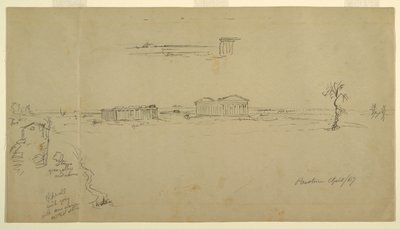 Views of the Basilica and the Temple of Neptune, Paestum, Italy by Frederic Edwin Church