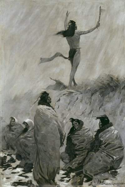 The Fire Eater Raised His Arms to the Thunder Bird by Frederic Remington