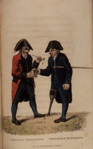 A Chelsea Pensioner and a Greenwich Pensioner from Ackermann