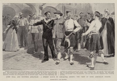 John Bull and Brother Jonathan, a Street Scene in Gibraltar during the Visit of some American Troops by Frederic de Haenen