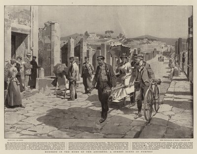 Moderns in the Home of the Ancients, A Street Scene in Pompeii by Frederic de Haenen