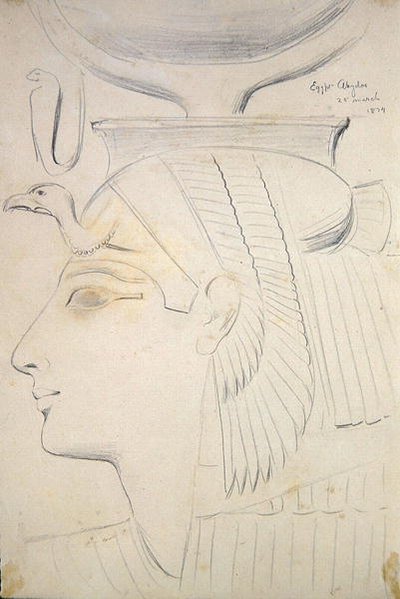 Study of a Relief of a Goddess in the Temple of Seti I, Abydos by Frederick Arthur Bridgman