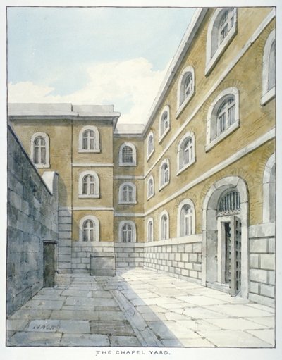 The Chapel Yard in Newgate Prison, Old Bailey, City of London by Frederick Nash