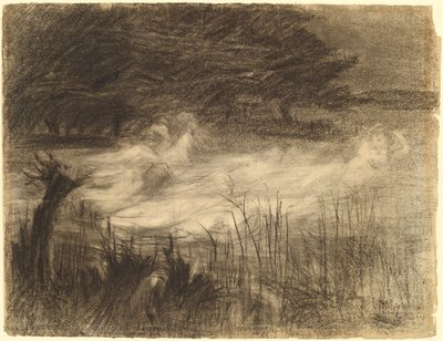 Woman Floating in a River Attended by Several Female Spirits by Frederick Trapp Friis