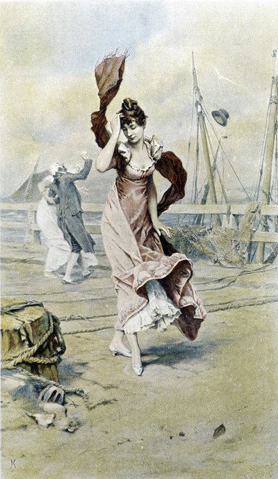 Woman on the Seaside - Allegory of Early Spring, Calendar Illustrated by Hubert Dys by Frederik Hendrik Kaemmerer
