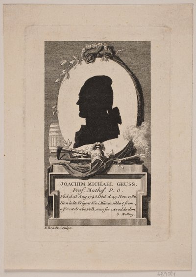Silhouette of Prof. Joachim Michael Geuss in Profile Left by Frederik Ludvig  Bradt