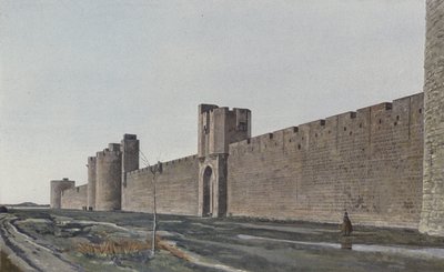 Aigues-Mortes, Exterior View of the Ramparts from the East by French Photographer