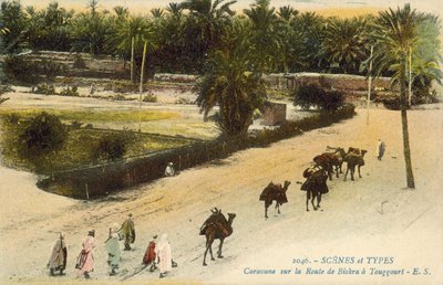 Caravan travelling between Biskra and Touggourt, Algeria by French Photographer