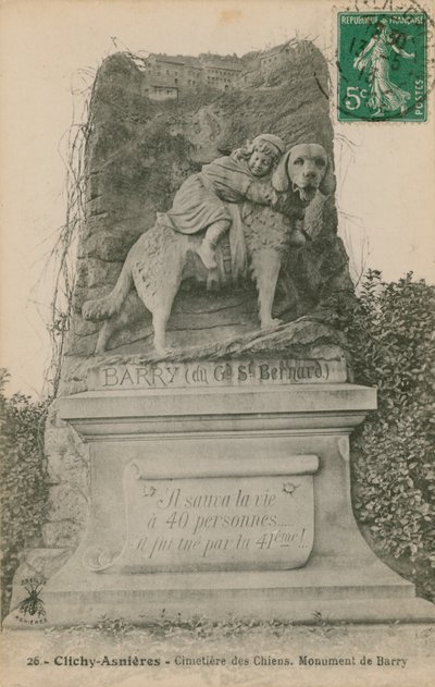 Clichy-Asnieres - Dog Cemetery. Monument of Barry by French Photographer