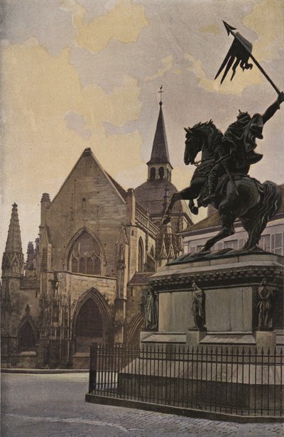 Falaise, Church of the Trinity and Statue of William the Conqueror by French Photographer