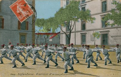 French infantry exercising, Postcard sent in 1913. by French Photographer