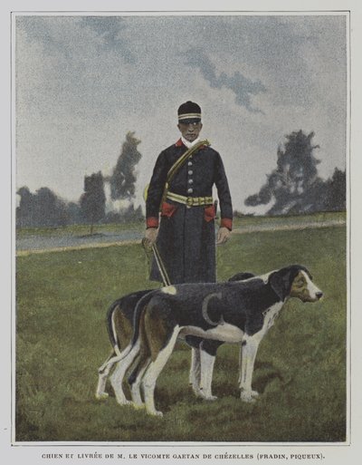 Hound and Huntsman in the Livery of the Hunt of Vicomte Gaetan de Chezelles, France by French Photographer